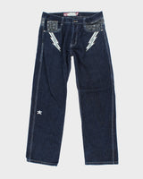 Vintage Y2K Embroidered Dark Wash Relaxed Fit Jeans - W34 L30
