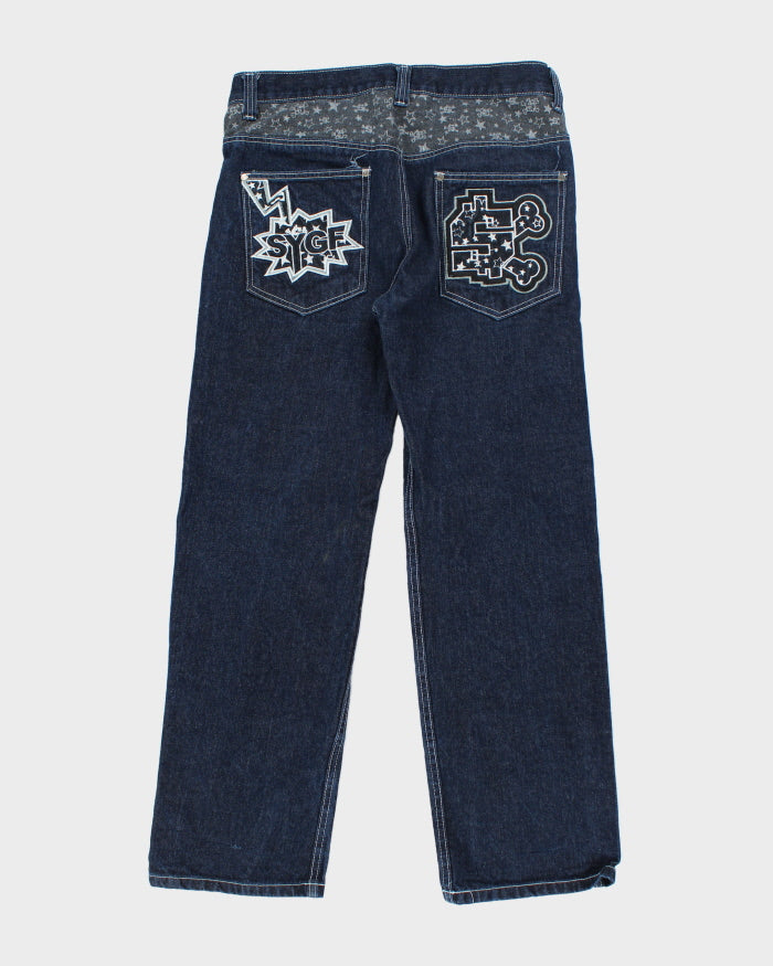 Vintage Y2K Embroidered Dark Wash Relaxed Fit Jeans - W34 L30