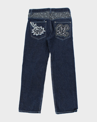 Vintage Y2K Embroidered Dark Wash Relaxed Fit Jeans - W34 L30
