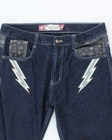 Vintage Y2K Embroidered Dark Wash Relaxed Fit Jeans - W34 L30