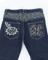 Vintage Y2K Embroidered Dark Wash Relaxed Fit Jeans - W34 L30