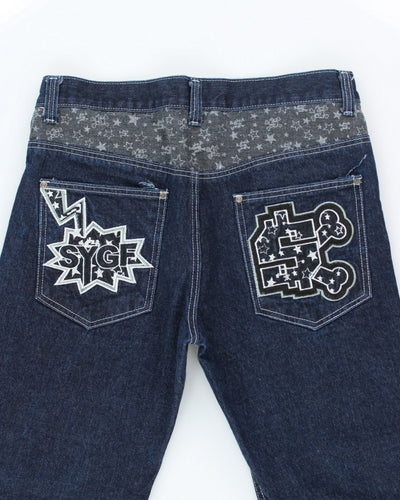 Vintage Y2K Embroidered Dark Wash Relaxed Fit Jeans - W34 L30