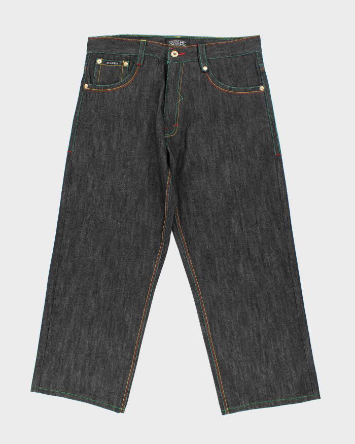 Vintage 90's Avirex Raw Denim Embroidered Baggy Jeans - W38 L29