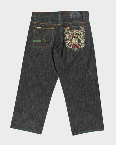 Vintage 90's Avirex Raw Denim Embroidered Baggy Jeans - W38 L29