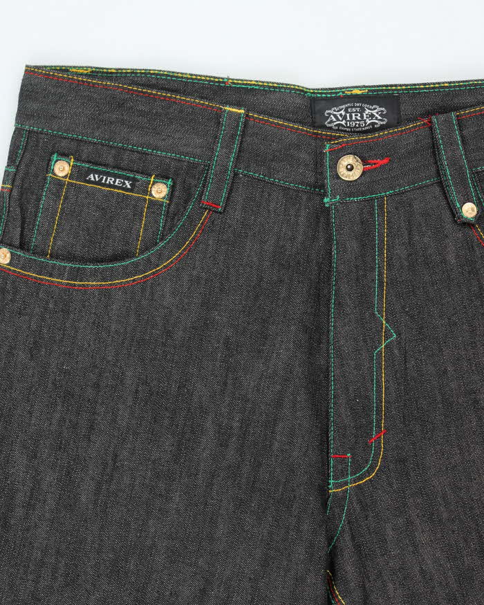 Vintage 90's Avirex Raw Denim Embroidered Baggy Jeans - W38 L29