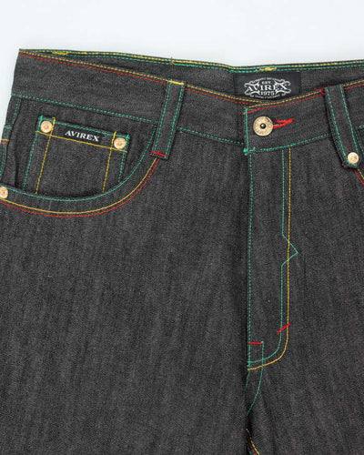 Vintage 90's Avirex Raw Denim Embroidered Baggy Jeans - W38 L29