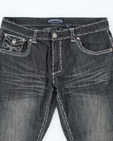 Vintage Y2K Gothic Embroidered Relaxed Fit Jeans - W34 L30