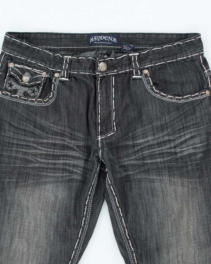 Vintage Y2K Gothic Embroidered Relaxed Fit Jeans - W34 L30