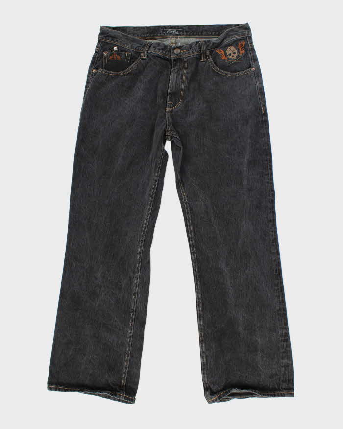 Vintage Y2K Marc Ecko Boot Cut Grey Faded Jeans - W36 L31