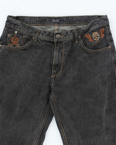 Vintage Y2K Marc Ecko Boot Cut Grey Faded Jeans - W36 L31