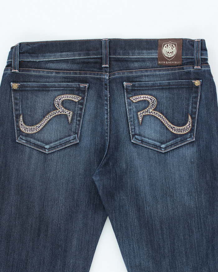 Vintage Y2K Rock &amp; Republic Dark Wash Straight Flared Jeans - W30 L32