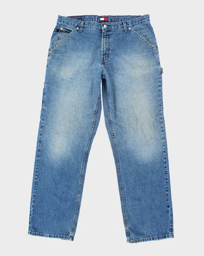 Vintage Y2K Tommy Hilfiger Wide Leg Light Wash Jeans - W34 L31