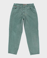 Vintage Y2K Quiksilver Baggy Green Wash Denim Jeans - W32 L30