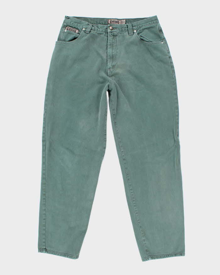 Vintage Y2K Quiksilver Baggy Green Wash Denim Jeans - W32 L30