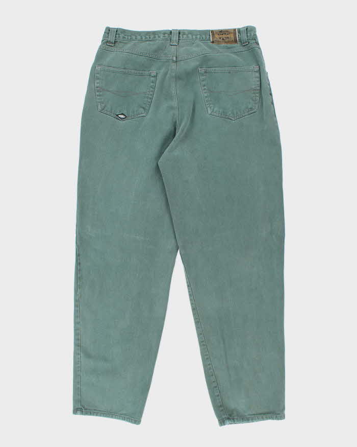 Vintage Y2K Quiksilver Baggy Green Wash Denim Jeans - W32 L30