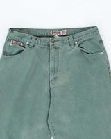 Vintage Y2K Quiksilver Baggy Green Wash Denim Jeans - W32 L30