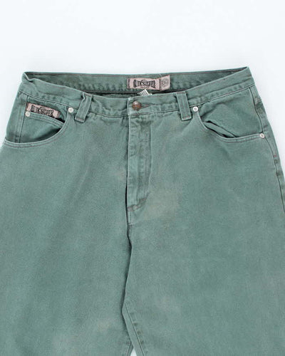Vintage Y2K Quiksilver Baggy Green Wash Denim Jeans - W32 L30