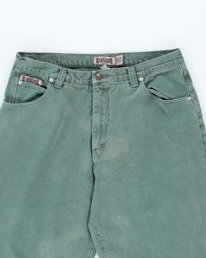 Vintage Y2K Quiksilver Baggy Green Wash Denim Jeans - W32 L30