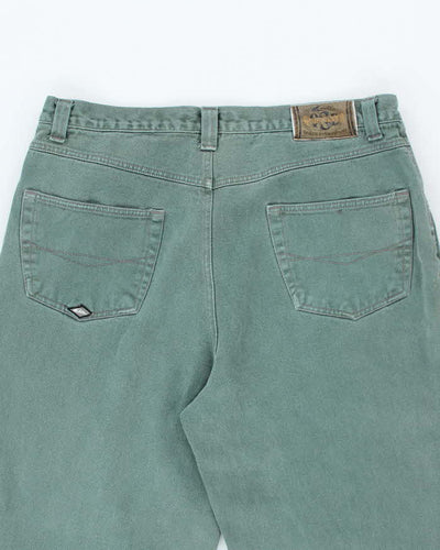 Vintage Y2K Quiksilver Baggy Green Wash Denim Jeans - W32 L30