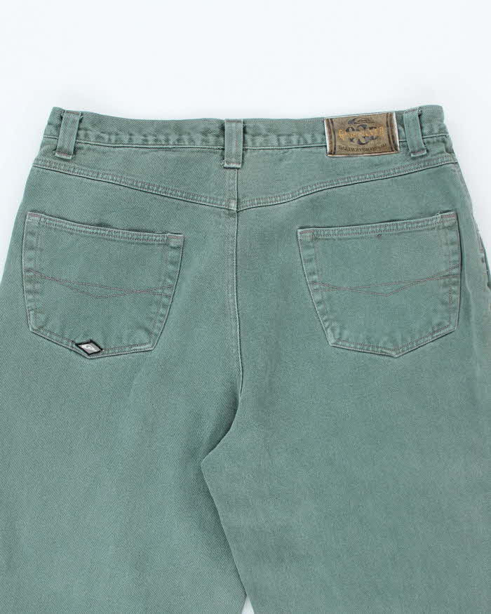 Vintage Y2K Quiksilver Baggy Green Wash Denim Jeans - W32 L30