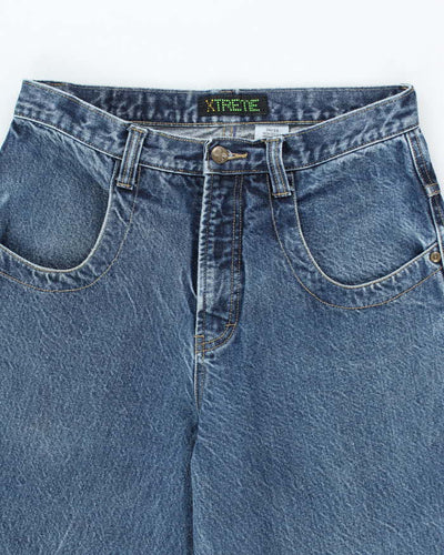 Vintage Y2K Extreme XXX Ultra Wide Leg Dark Wash Jeans - W30 L30