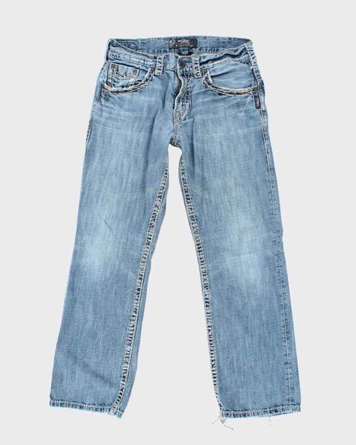 Vintage Y2K Silver Gothic Style Straight Leg Jeans - W28 L29