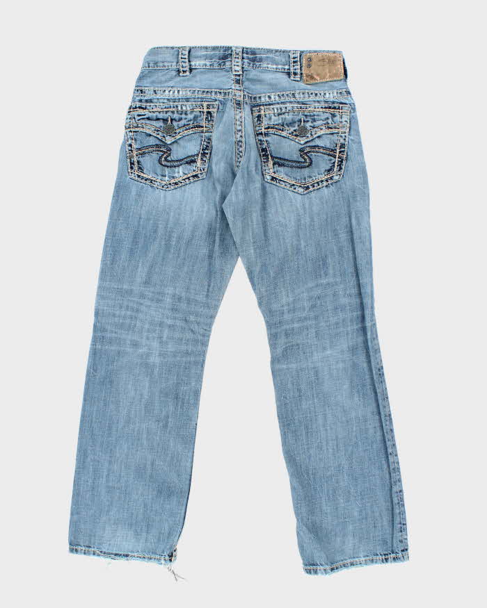 Vintage Y2K Silver Gothic Style Straight Leg Jeans - W28 L29