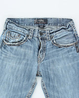 Vintage Y2K Silver Gothic Style Straight Leg Jeans - W28 L29