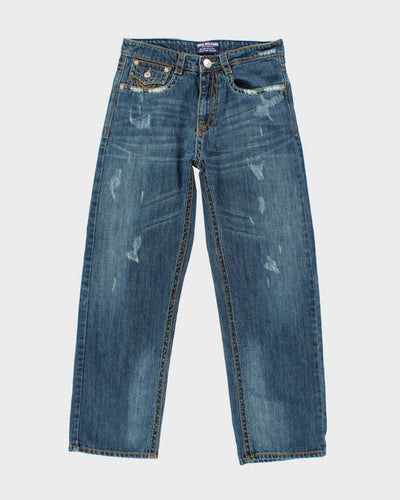 Vintage Y2K True Religion Pre-Distressed Dark Wash Straight Leg Jeans - W30 L28