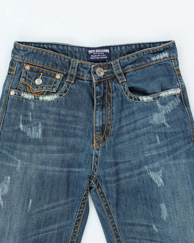 Vintage Y2K True Religion Pre-Distressed Dark Wash Straight Leg Jeans - W30 L28