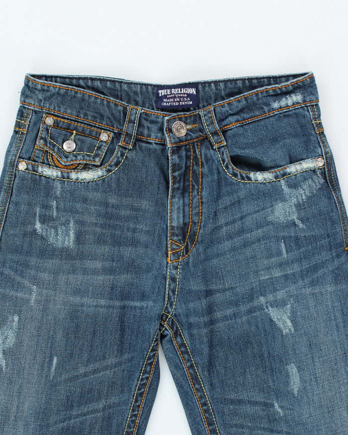 Vintage Y2K True Religion Pre-Distressed Dark Wash Straight Leg Jeans - W30 L28