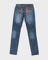 Vintage Women's Y2K Ed Hardy Embroidered Slim Fit Jeans - W26 L33