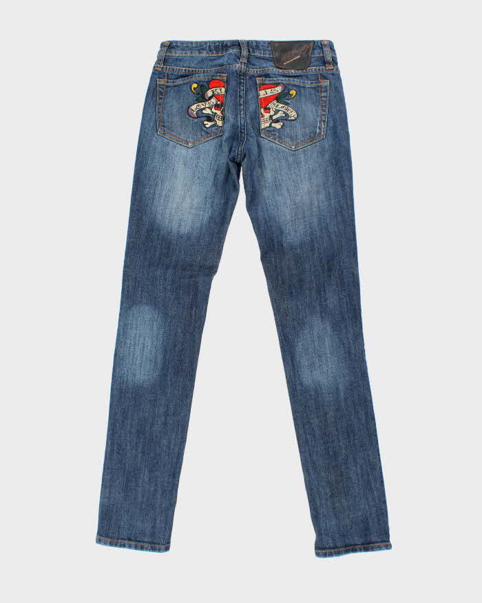 Vintage Women's Y2K Ed Hardy Embroidered Slim Fit Jeans - W26 L33