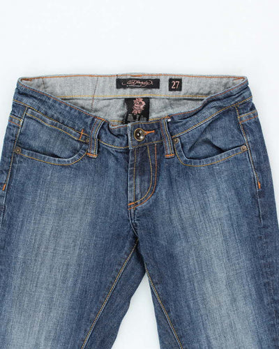 Vintage Women's Y2K Ed Hardy Embroidered Slim Fit Jeans - W26 L33