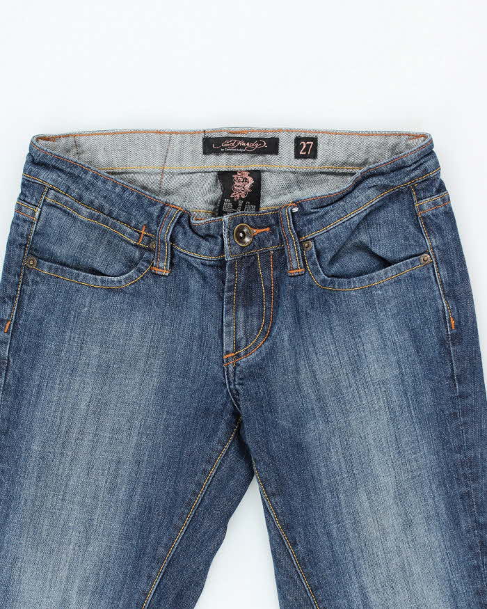Vintage Women's Y2K Ed Hardy Embroidered Slim Fit Jeans - W26 L33