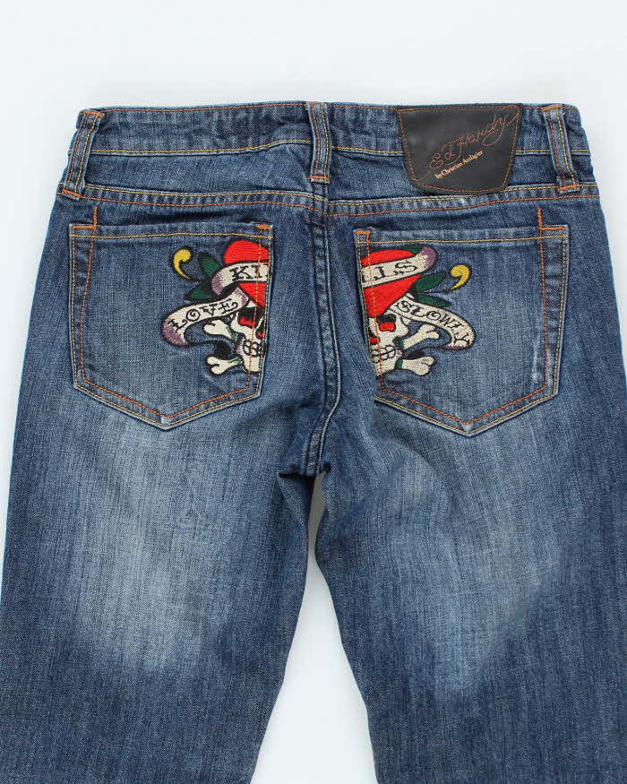 Vintage Women's Y2K Ed Hardy Embroidered Slim Fit Jeans - W26 L33