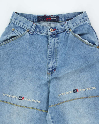 Vintage Y2K Phat Farm Heavyweight Baggy Embroidered Light Wash Jeans - W28 L32