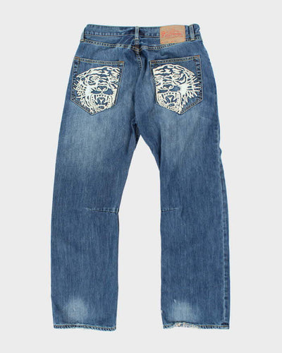 Vintage Y2K Ed Hardy Embroidered Straight Leg Jeans - W32 L30