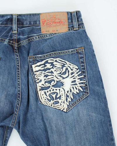 Vintage Y2K Ed Hardy Embroidered Straight Leg Jeans - W32 L30