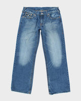Vintage Y2K True Religion Embroidered Medium Wash Wide Leg Jeans - W35 L32