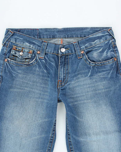 Vintage Y2K True Religion Embroidered Medium Wash Wide Leg Jeans - W35 L32