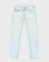 Vintage Y2K True Religion Light Wash Distressed Straight Fit Jeans - W32 L32