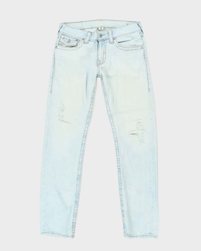 Vintage Y2K True Religion Light Wash Distressed Straight Fit Jeans - W32 L32