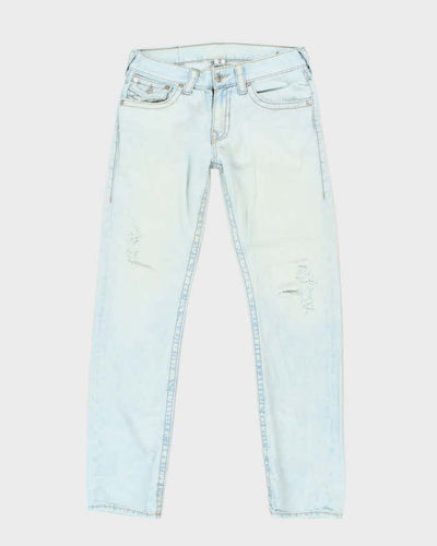 Vintage Y2K True Religion Light Wash Distressed Straight Fit Jeans - W32 L32