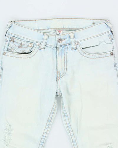Vintage Y2K True Religion Light Wash Distressed Straight Fit Jeans - W32 L32