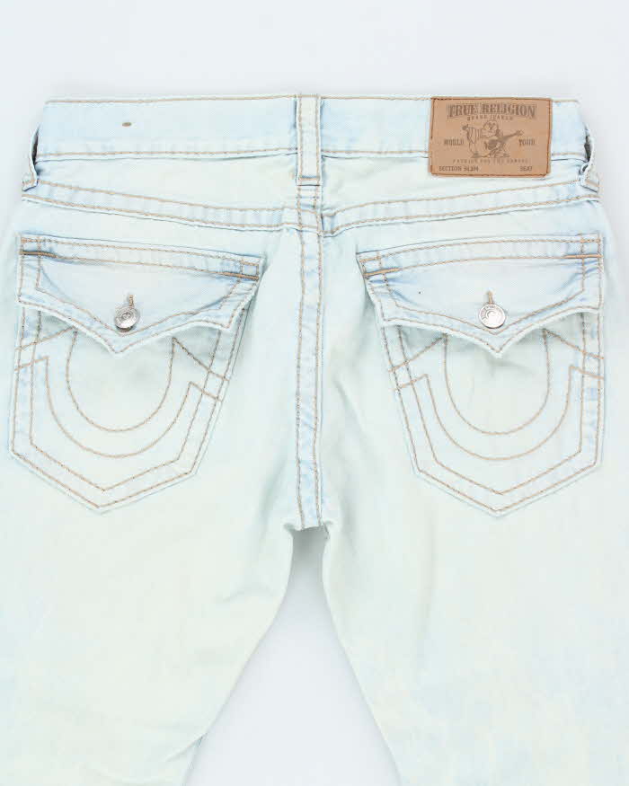 Vintage Y2K True Religion Light Wash Distressed Straight Fit Jeans - W32 L32