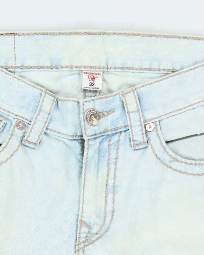 Vintage Y2K True Religion Light Wash Distressed Straight Fit Jeans - W32 L32