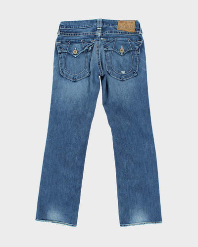 Vintage Y2K True Religion Medium Wash Distressed Straight Jeans - W34 L32