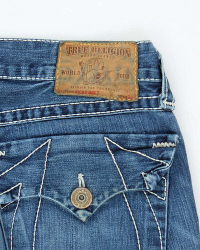 Vintage Y2K True Religion Medium Wash Distressed Straight Jeans - W34 L32