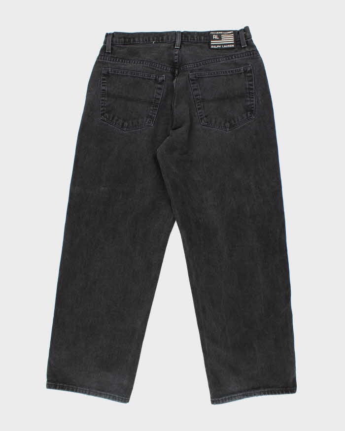 Vintage 2000's Ralph Lauren Wide Leg Dark Black Wash Jeans - W32 L29